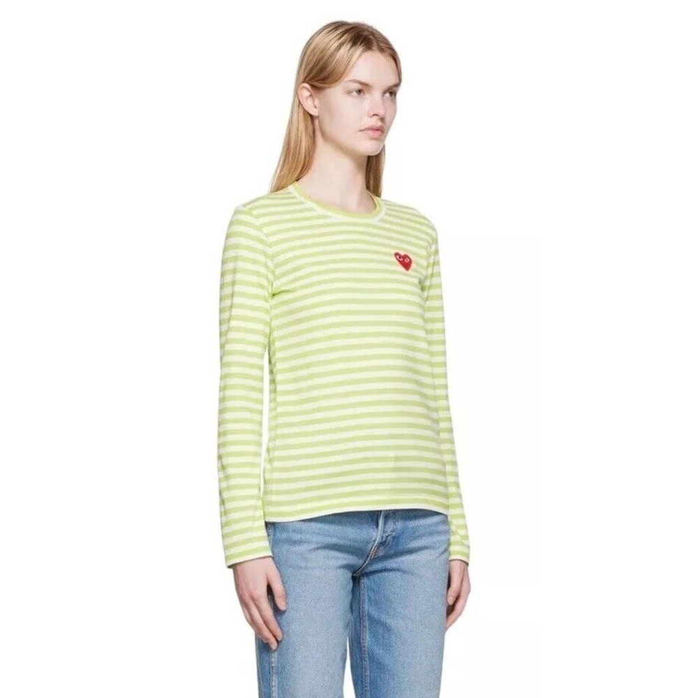 COMME DES GARÇONS PLAY Striped Long-Sleeve T-Shirt Tee Top $140 XS - Picture 3 of 10